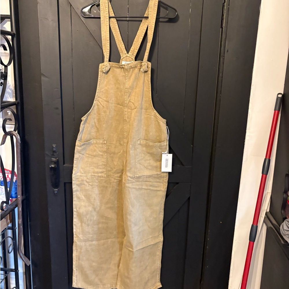 Zenana Outfitters Tan Utility  Overalls